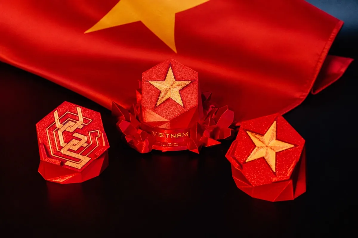 Ba đế VGS Aster in 3D ngôi sao vàng và logo VGS