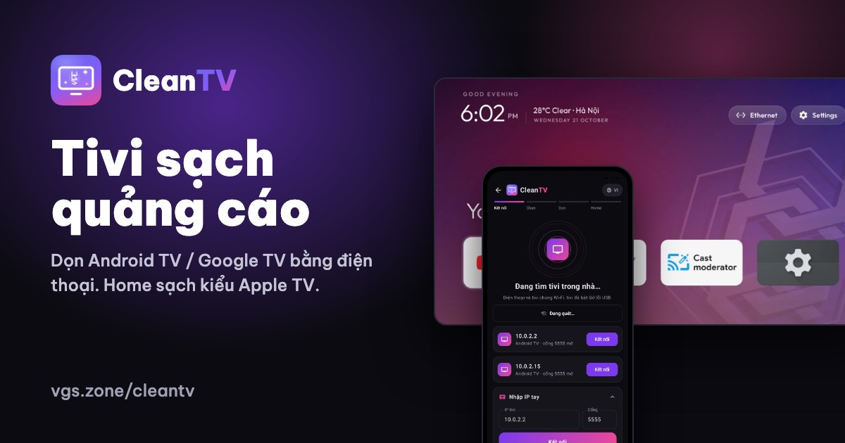 CleanTV — dọn quảng cáo tivi Android