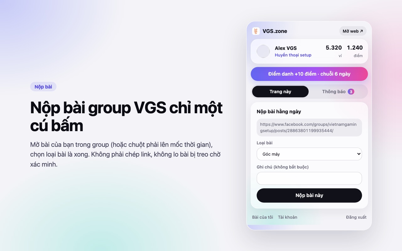 Nộp bài group một cú bấm