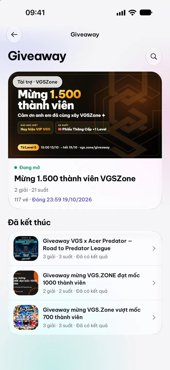 Giveaway trong app