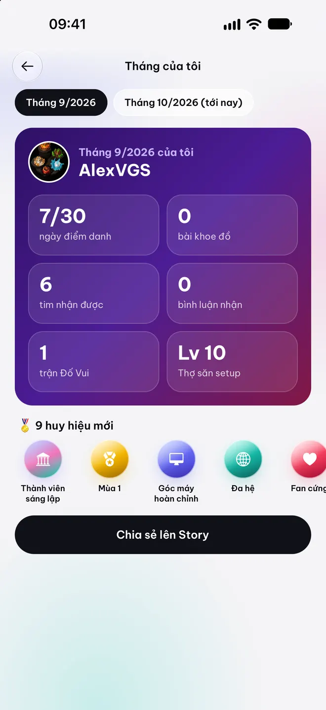 Tháng của tôi — Level và hoạt động trong tháng