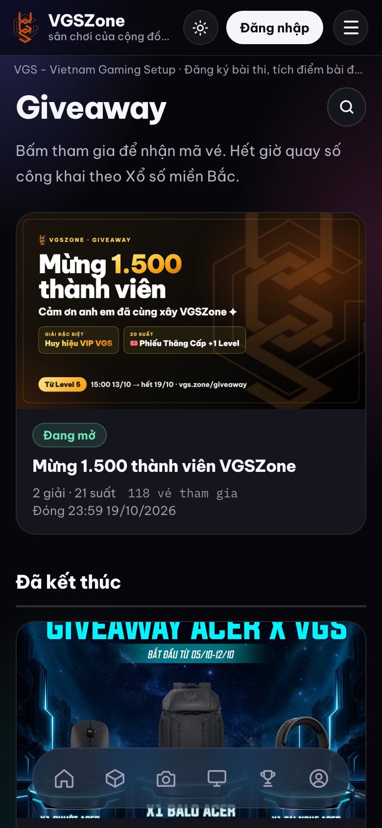 Giveaway trong Mini App